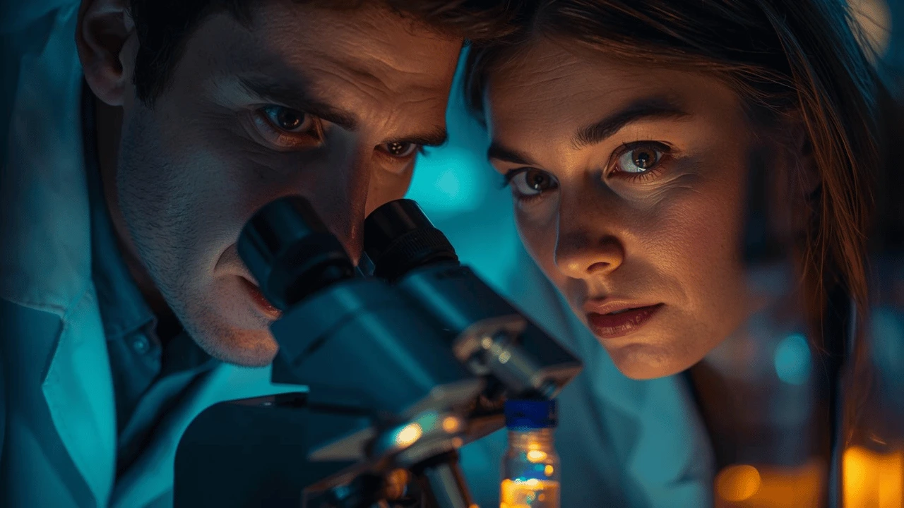 Researchers in protective gear studying snakes on Brazil’s Snake Island with scientific equipment